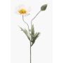 Artificial poppy spray QUINTA, white, 16"/40cm, Ø3.5"/9cm