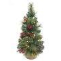 Artificial Christmas tree BUCHAREST, jute bag, decorated, LEDs, 18"/45cm, Ø 10"/25cm