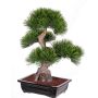 Artificial Mountain pine bonsai TAKERU, in a clay pot, green, 28"/70cm