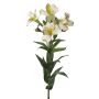 Artificial lily of the Incas AUBERTA, white-green-red, 30"/75cm, Ø2.4"/6cm