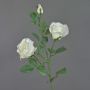 Fake rose spray ARIANE, white, 30"/75cm, Ø2.8"-4"/7-10cm