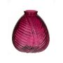 Glass bottle NELLOMIO with leaf structure, fuchsia-clear, 5.1"/13cm, Ø4.7"/12cm