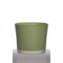 Plant pot made of glass ALENA FROST, grass green matt, 4.9"/12,5cm, Ø5.7"/14,5cm