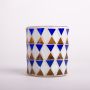 Mosaic candle jar SAMIRA, blue-white, 3.1"/8cm, Ø2.8"/7cm