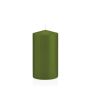 Lantern candle MAEVA, pillar, olive green, 6"/15cm, Ø3.1"/8cm, 69h - Made in Germany