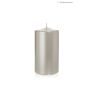Festive block candle ROSELLA, silver, 5"/13cm, Ø2.8"/7cm, 52h - Made in Germany