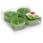 Tea lights ASTRID with fragrance, Fresh Apple, 4 pcs, apple green, 0.7"/1,9cm, Ø2.2"/5,7cm, 8h