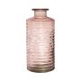 Glass bottle STUART with grooves, pale pink-clear, 31cm, Ø14,5cm