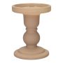 Glass Candlestick pillar candle KLEOFINA, with base, beige-mat, 4.3"/11cm, Ø3.3"/8.5cm