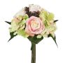 Artificial bouquet of roses and hydrangeas DRUZA with fruits, pink-champagne-green, 12"/30cm