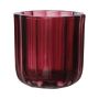 Candle glass KENSIE, wide grooves, red brown-clear, 9,4cm, Ø9cm