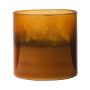 Maxi glass tealight holder RIGOBERTO, gold bottom, orange-brown-clear, 10cm Ø10cm