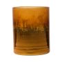 Maxi glass tealight holder RIGOBERTO, gold bottom, orange-brown-clear, 12,5cm, Ø10cm