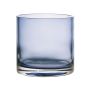 Cylindrical candle glass SANSA EARTH, blue-clear, 11cm, Ø11,5cm