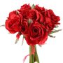 Fake bouquet of roses ROSILA, red, 8"/20cm, Ø5.9"/15cm