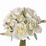 Fake bouquet of roses ROSILA, white, 8"/20cm, Ø5.9"/15cm