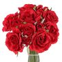 Fake bouquet of roses ROSILA, red, 10"/25cm, Ø8"/20cm