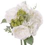 Fake bouquet of roses SIERRA hydrangea, echeveria, white, 10"/25cm, Ø10"/25cm