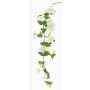 Plastic petunia branch MARTHE, white-green, 4ft/130cm, Ø1.6"-3.5"/4-9cm