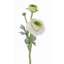 Fake ranunculus YAKIRA, white-green, 16"/40cm, Ø1.8"-3.5"/4.5-9cm