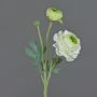 Fake ranunculus YAKIRA, white-green, 16"/40cm, Ø1.6"-3.5"/4-9cm