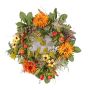 Artificial autumn wreath SABINE, gerbera, yellow-orange, Ø12"/30cm