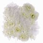 Fake rose dahlia hydrangea mat EVOLET, white, 10"x10"/25x25cm