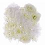 Fake rose dahlia hydrangea mat EVOLET, white, 10"x10"/25x25cm