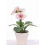 Artificial gerbera SIMONE in decorative pot, pink, 12"/30cm, Ø3.7"/9,5cm