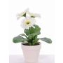 Artificial gerbera SIMONE in decorative pot, white, 12"/30cm, Ø3.7"/9,5cm