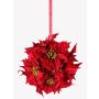 Fake poinsettia ball CATHLIN, red, Ø10"/25cm