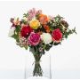Artificial flower bouquet FEME, orange-light pink, 18"/45cm, Ø16"/40cm
