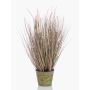 Artificial fountain grass OVIDIO, panicles, zinc pot, green, 24"/60cm