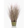 Artificial fountain grass OVIDIO, panicles, zinc pot, green, 28"/70cm