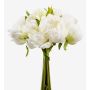 Silk peony bouquet WILO, white-green, 10"/25cm