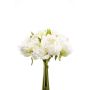 Silk peony bouquet WILO, white-green, 10"/25cm