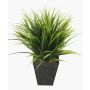 Plastic reed grass ARIANO in zinc pot, green, 12"/30cm