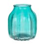Small glass table vase AMORY, turquoise-clear, 6"/16cm, Ø5.4"/13,8cm