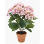 Artificial hydrangea JONE in clay pot, light pink, 16"/40cm