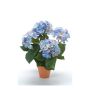 Artificial hydrangea JONE in clay pot, blue, 16"/40cm