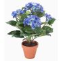 Silk hydrangea LAIDA in clay pot, blue, 14"/35cm