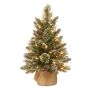 Artificial Christmas tree RIGA, jute bag, with cones, white, LEDs, 24"/60cm, Ø16"/40cm
