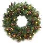 Artificial Christmas wreath KERRY with cones, LEDs, green, Ø24"/60cm