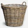 Wooden basket CATELYNN made of rattan, grey-brown, 10"/25cm, Ø14"/35cm