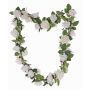 Artificial rose garland DORIE, white, 6ft/180cm, Ø2.8"-3.5"/7-9cm