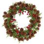 Artificial cypress wreath TAVIL with cones, berries, green-brown, 10"/25cm