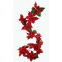 Artificial poinsettia garland TISHA, red, 6ft/180cm, Ø7.1"-9"/18-23cm