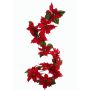 Artificial poinsettia garland TISHA, red, 6ft/180 cm, Ø 7"-9"/18-23 cm