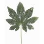 Artificial aralia leaf HERRO, glitter, green, 8"/20cm