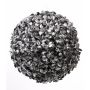 Artificial boxwood ball FRITZ, glitter, black-silver, Ø9"/22cm